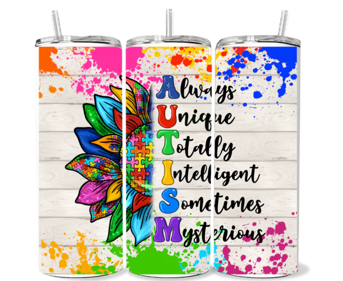 20 OZ AUTISM SUNFLOWER TUMBLER